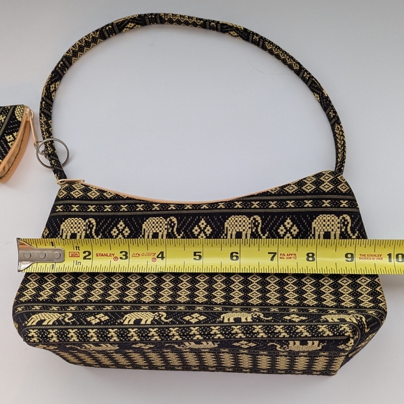 Elegant Black & Gold Elephant & Diamond Patternex Hard Shell Bag/Purse - Picture 5 of 11